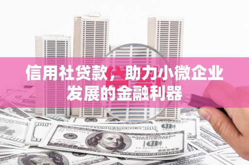 重庆信用社贷款，助力小微企业发展的金融利器